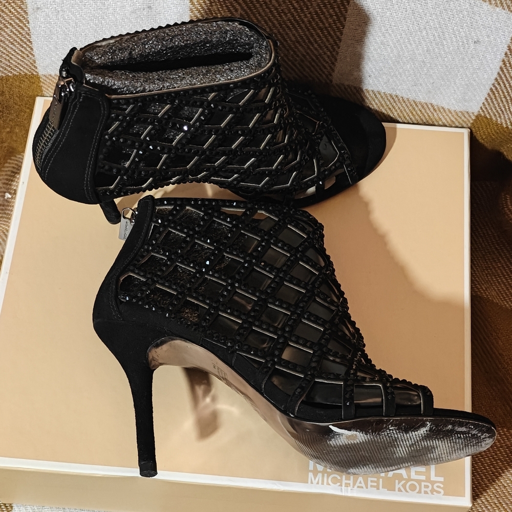 Michael Kors Woman's Yvonne Open Toe Cage Bootie, Black - Picture 4 of 7